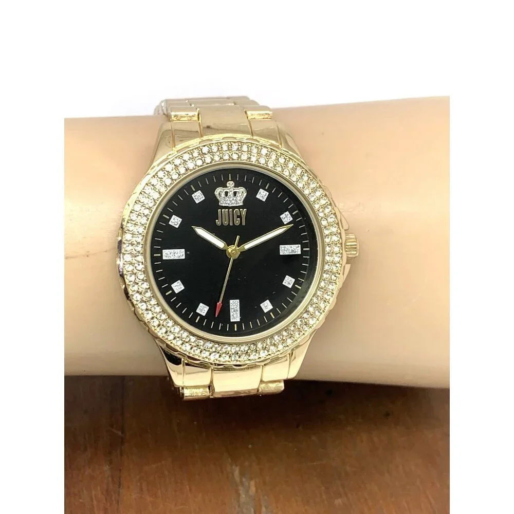 Juicy By Juicy Couture Women's Watch JC/5000 Quartz Black Gold Tone Steel 38mm